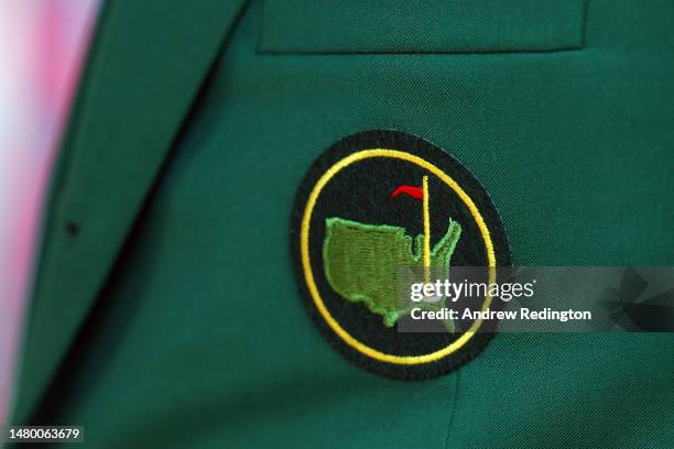 Detail of a green jacket during a practice round prior to the 2023 Masters Tournament at Augusta National Golf Club on April 05, 2023 in Augusta,...