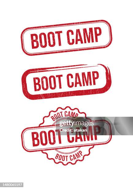 boot camp stamp - military camp stock illustrations