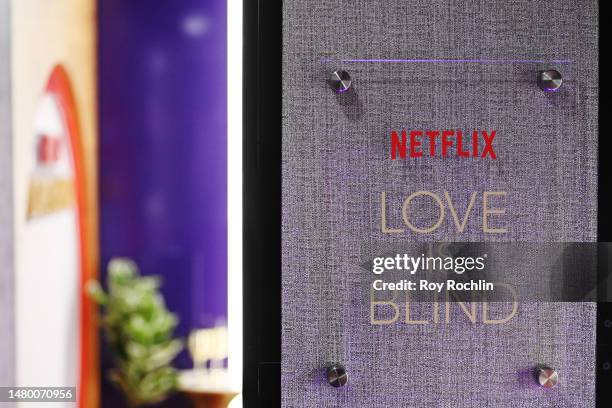 Love Is Blind cast celebrates Netflix's first Live Reunion with the iconic pods at Union Square In New York City on April 04, 2023 in New York City.