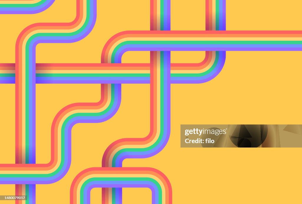 Rainbow Line Modern Abstract Overlap Lines Background