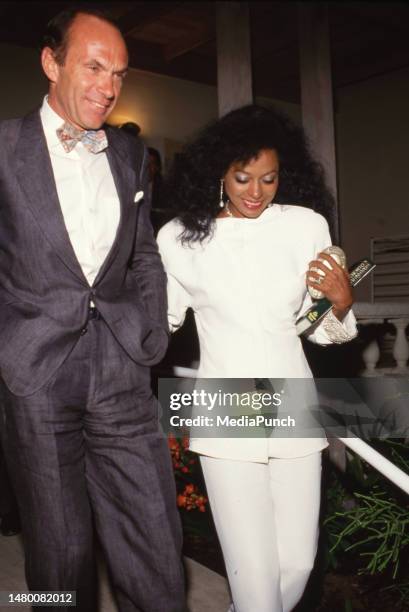 Diana Ross and Arne Naess at Spago's Restaurant at Spago's in Los Angeles, California March 26, 1987