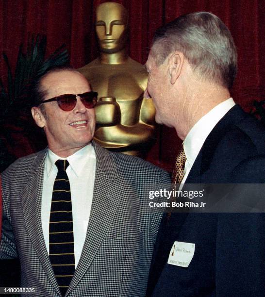 Jack Nicholson and Academy President Robert Rehme as he arrives at the Annual Academy Awards Nominees Luncheon, March 9,1998 in Beverly Hills,...