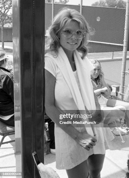 Cathy Lee Crosby at the Charlton Heston tennis tournament to benefit The American Film Institute on June 17, 1982 in Los Angeles, California.