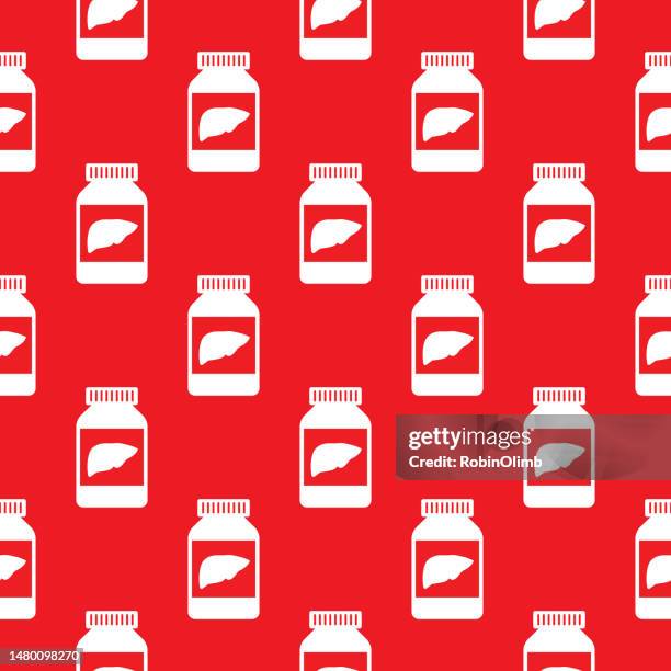 liver pills seamless pattern - rx bottle vector stock illustrations