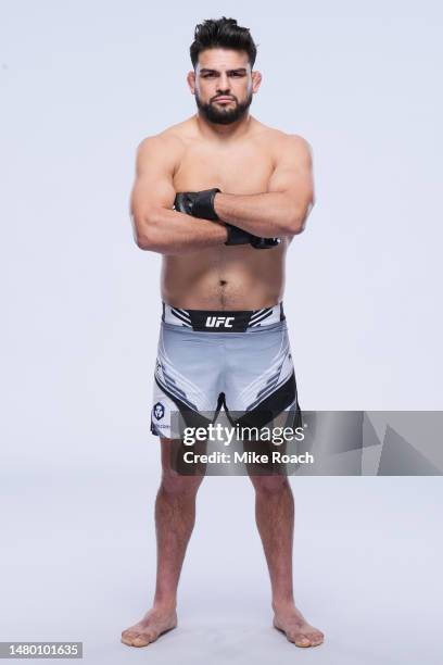 Kelvin Gastelum poses for a portrait during a UFC photo session on April 5, 2023 in Miami, Florida.