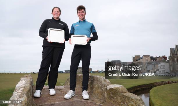 Ryan Griffin of Ireland, winner of The R&A Student Tour Series Men's Order of Merit 2023 with Lorna McClymont of Scotland, winner of The R&A Student...