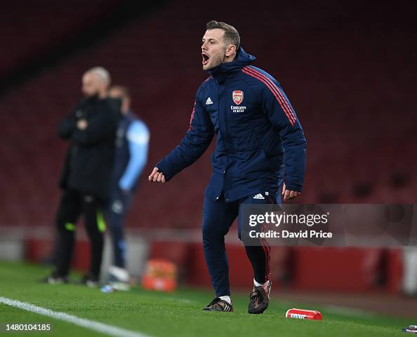 Jack Wilshere the Arsenal U18 Head Coach during the FA Youth Cup semi