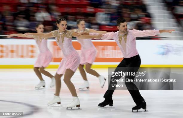 Team Unity of Australia perform in the free skate during the ISU World Synchronized Skating Championships at Herb Brooks Arena on April 01, 2023 in...