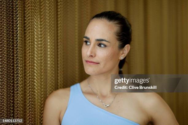 Monica Puig of Puerto Rico poses for a portrait at Hard Rock Stadium on March 21, 2023 in Miami Gardens, Florida.