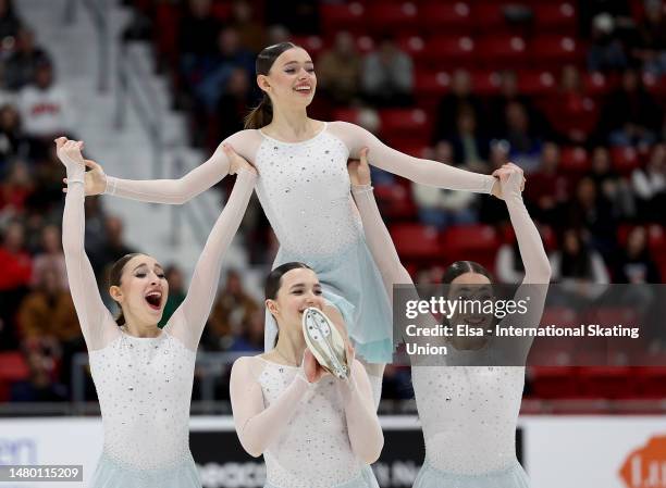 Team Ice Fire Senior of Poland perform in the free skate during the ISU World Synchronized Skating Championships at Herb Brooks Arena on April 01,...