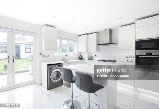 property kitchen interiors - quartz kitchen stock pictures, royalty-free photos & images