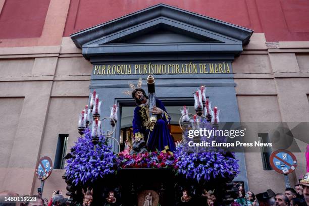 Passage of the Most Holy Christ of the Three Fallen during the procession of the Most Holy Christ of the Three Fallen on Holy Wednesday, April 5 in...