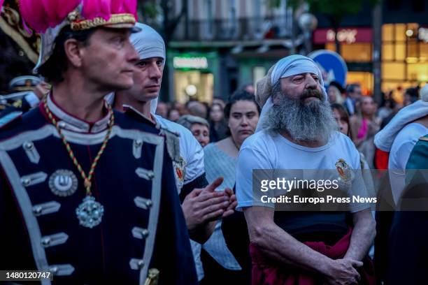 Costalero during the procession of the Santisimo Cristo de las Tres Caidas on Holy Wednesday, April 5 in Madrid, Spain. The image of the Santisimo...