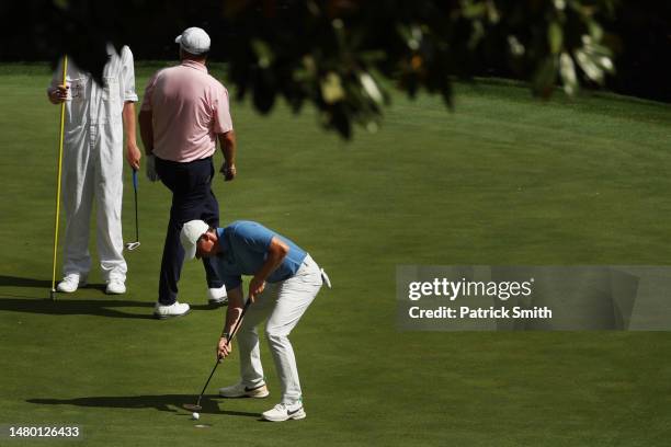 Rory McIlroy of Northern Ireland putts during the Par 3 contest prior to the 2023 Masters Tournament at Augusta National Golf Club on April 05, 2023...