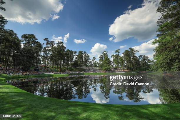 General view looking towards the ninth green with the eighth hole behind and to the right during the par 3 competition prior to the 2023 Masters...