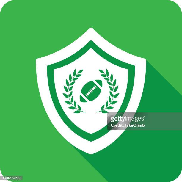shield football laurel wreath icon silhouette - quarterback vector stock illustrations