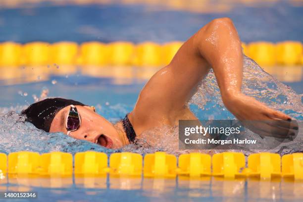 Freya Colbert of Loughborough National Centre competes in the Women's 800m Freestyle Final during Day Two of the British Swimming Championships 2023...