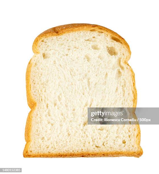 slice bread isolated on white background,craiova,romania - white bread - fotografias e filmes do acervo