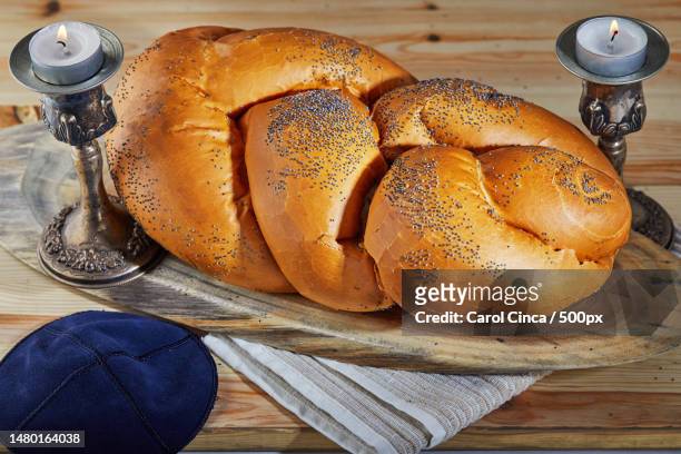 high angle view of breads and breads on table,romania - challah stock pictures, royalty-free photos & images