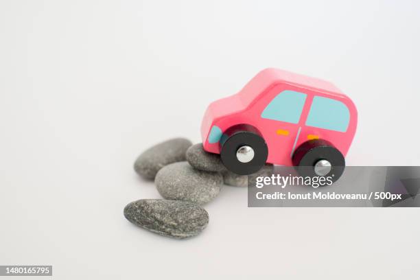 close-up of toy car against white background,romania - toy car accident stock pictures, royalty-free photos & images