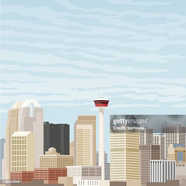 downtown calgary - calgary summer stock illustrations