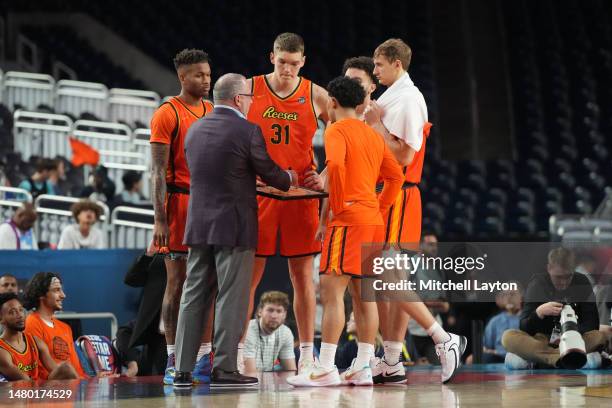 Head coach Buzz Williams coaches the west team at the NABCReeses College All-Star Game ahead of the 2023 NCAA Mens Basketball Tournament Final Four...