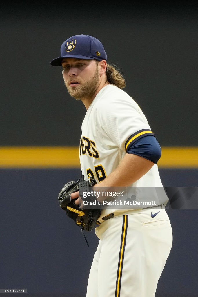Corbin Burnes of the Milwaukee Brewers pitches against the New York ...