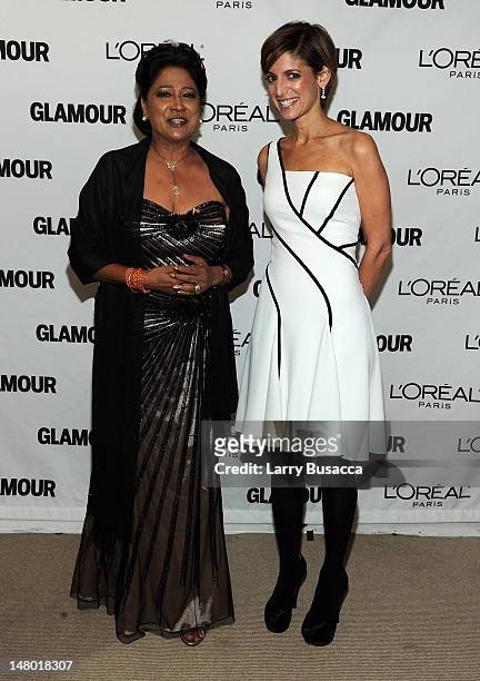 Prime Minister of Trinidad and Tobago Kamla Persad-Bissessar and Editor-in-Chief of Glamour Cindi Leive attend the Glamour Magazine 2010 Women of the...