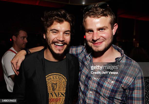 Actor Emile Hirsch and actor Brady Corbet attend the Fox Searchlight Pictures, Belvedere Vodka And Vanity Fair Celebration of "Martha Marcy May...