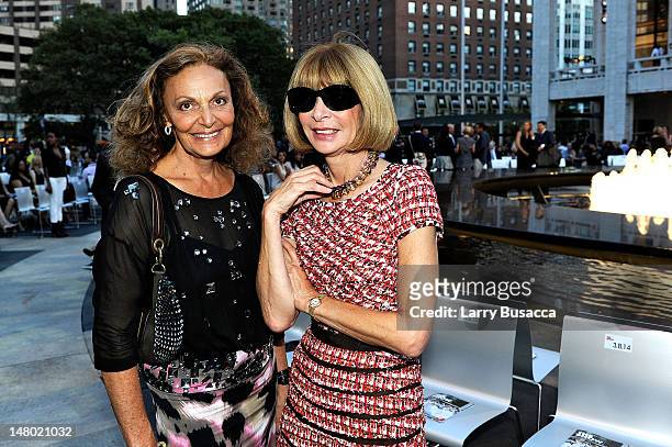 Designer Diane Von Furstenberg and Editor-in-Chief of Vogue Anna Wintour attend Fashion's Night Out: The Show at Lincoln Center on September 7, 2010...