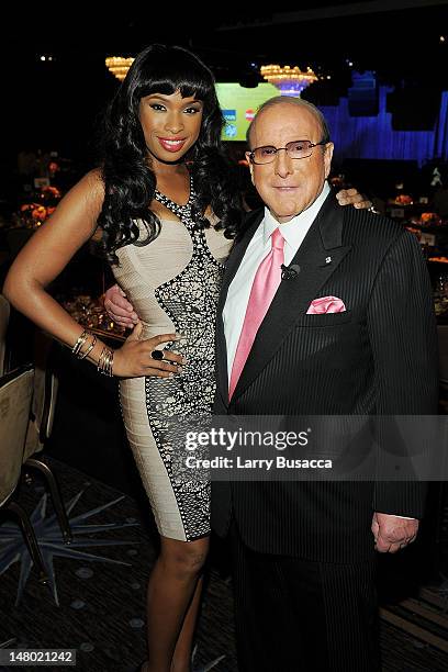 Singer Jennifer Hudson and Producer Clive Davis arrives at the 2011 Pre-GRAMMY Gala and Salute To Industry Icons Honoring David Geffen at Beverly...