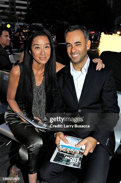 Designers Vera Wang and Francisco Costa attend Fashion's Night Out: The Show at Lincoln Center on September 7, 2010 in New York City.