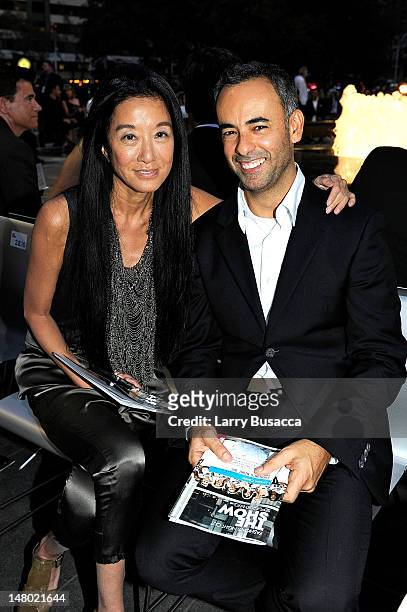 Designers Vera Wang and Francisco Costa attend Fashion's Night Out: The Show at Lincoln Center on September 7, 2010 in New York City.