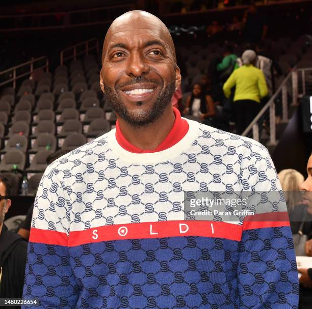 Retired NBA player John Salley attends the game between the Washington Wizards and the Atlanta Hawks at State Farm Arena on April 05, 2023 in...