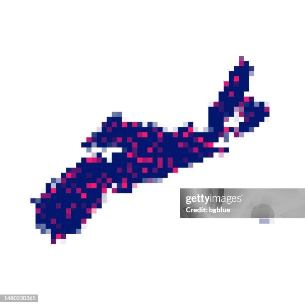 nova scotia map in pixels on white background - halifax nova scotia stock illustrations