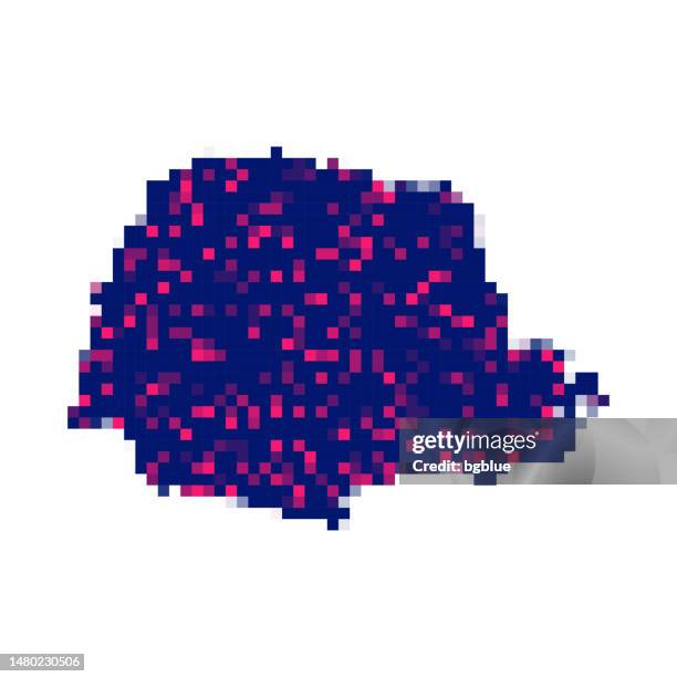 illustrazioni stock, clip art, cartoni animati e icone di tendenza di mappa di paraná in pixel su sfondo bianco - stato del paranà