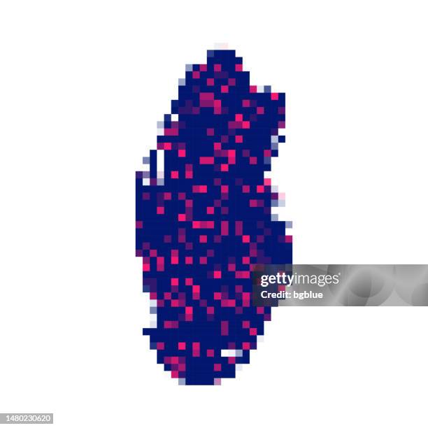 qatar map in pixels on white background - doha map stock illustrations