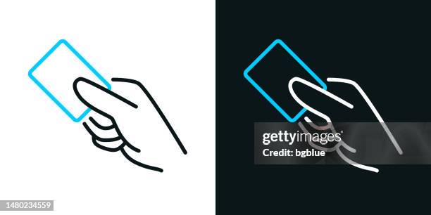 stockillustraties, clipart, cartoons en iconen met contactless payment. bicolor line icon on black or white background - editable stroke - tikken en betalen