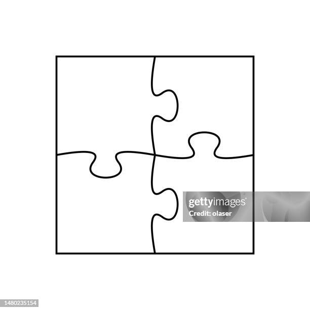 stockillustraties, clipart, cartoons en iconen met small 2x2 complete jigsaw puzzle - legpuzzelstukje