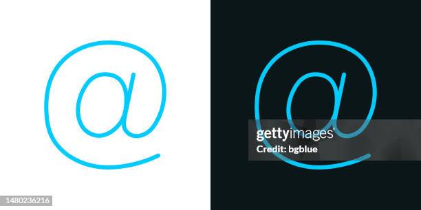 at. bicolor line icon on black or white background - editable stroke - at symbol stock illustrations