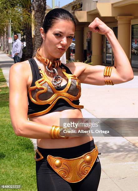 Model/actress Adianne Curry participates in The Inaugural "Course Of The Force" Olympic Relay Run with lightsabers to Benefit The Make-A-Wish...