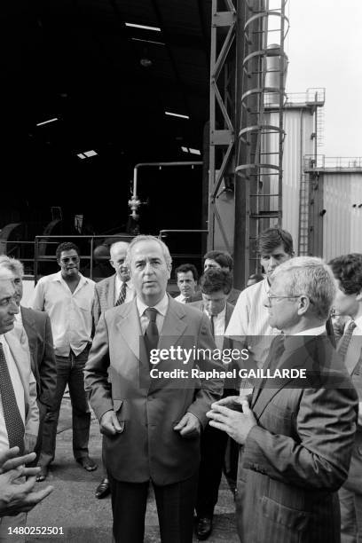 Edouard Balladur en visite au Centre spatial guyanais de Kourou, en juillet 1987.