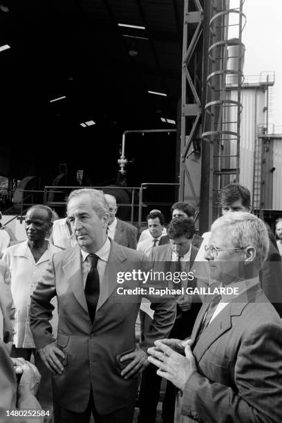 Edouard Balladur en visite au Centre spatial guyanais de Kourou, en juillet 1987.