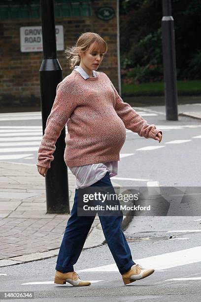 Rachel McAdams seen filming a scene for her new movie 'About Time' on the iconic Abbey Road crossing on July 8, 2012 in London, England.