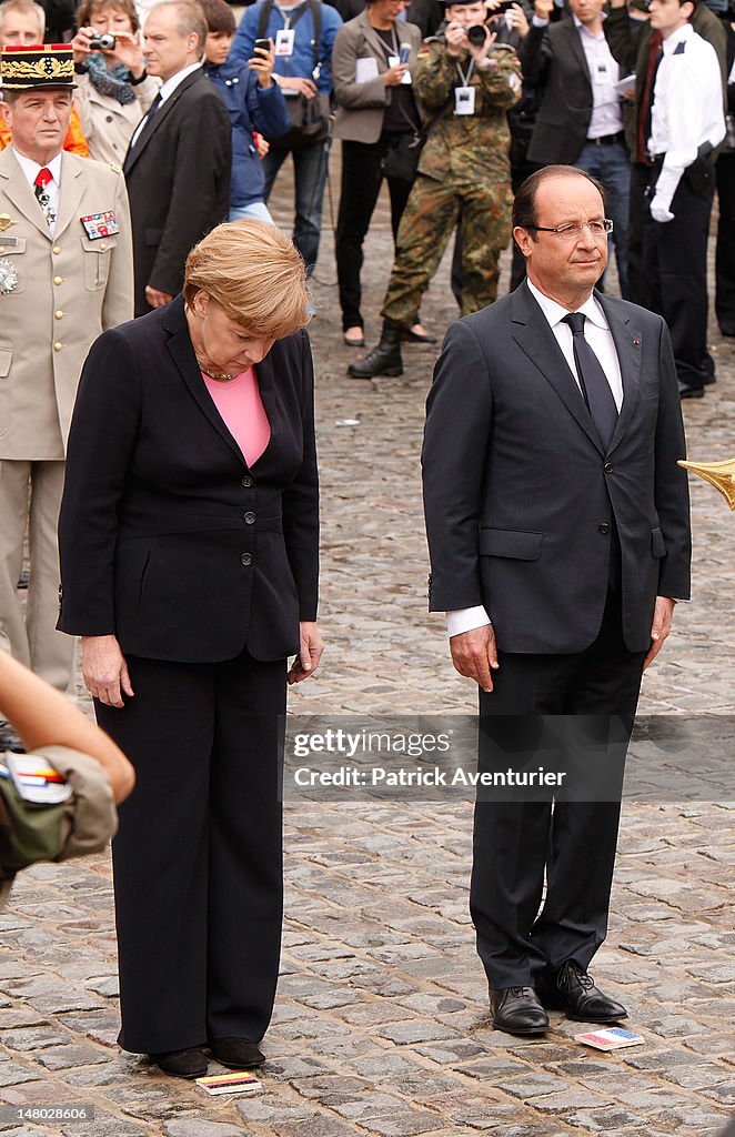 Merkel And Hollande Meet In Reims