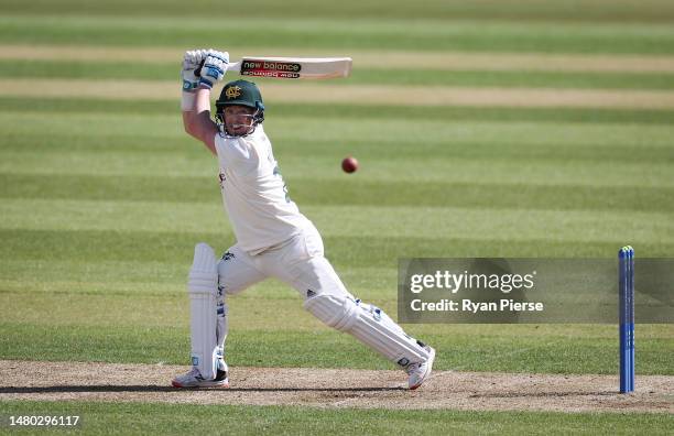 Tom Moores of Nottinghamshire bats during day one of the LV= Insurance County Championship Division 1 match between Hampshire and Nottinghamshire at...