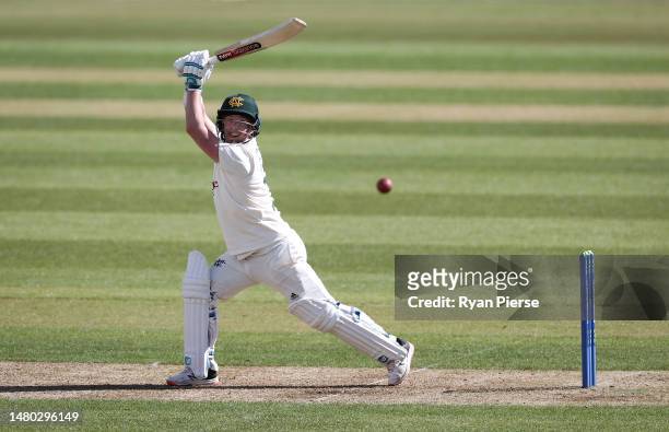 Tom Moores of Nottinghamshire bats during day one of the LV= Insurance County Championship Division 1 match between Hampshire and Nottinghamshire at...