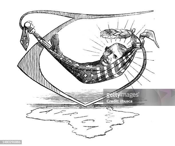 british satire caricature comic cartoon illustration - hammock stock illustrations