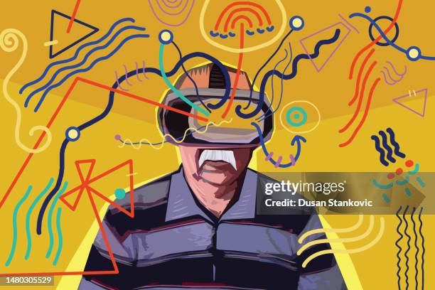 artificial intelligence - explorer portrait stock illustrations