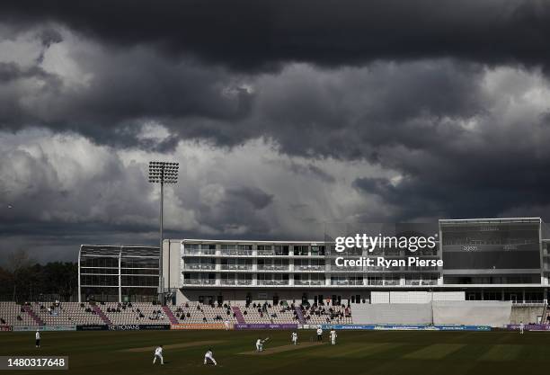 General view of play during day one of the LV= Insurance County Championship Division 1 match between Hampshire and Nottinghamshire at The Ageas Bowl...